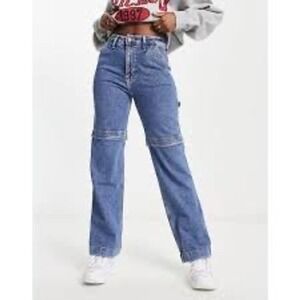 Hollister TikTok Viral Ultra High Rise Zip Off Dad Jeans 25W 31L Y2K Retro Cargo